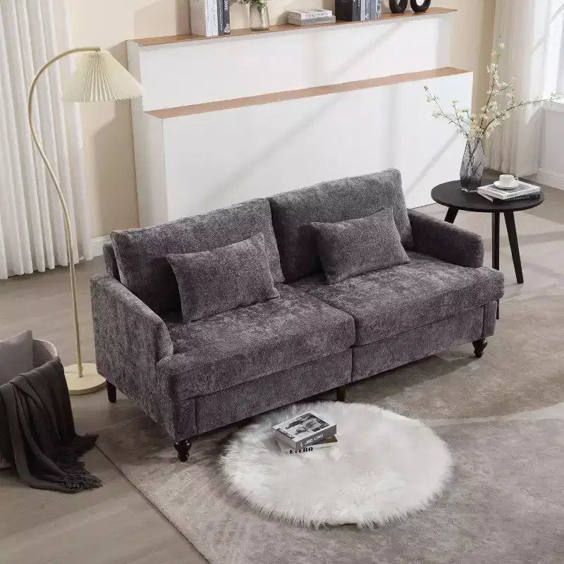 Canapé moderne en chenille de 175 cm, canapé 2 places avec coussin d'assise amovible pour salon, appartement, chambre à coucher