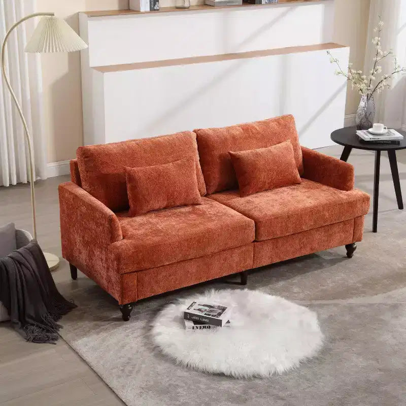 Canapé moderne en chenille de 175 cm, canapé 2 places avec coussin d'assise amovible pour salon, appartement, chambre à coucher