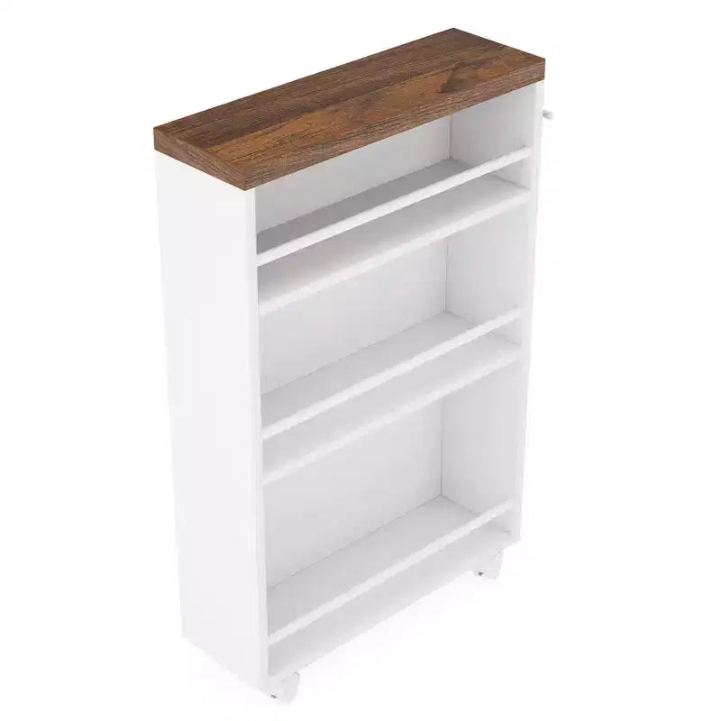 Chariot de rangement à 4 niveaux, chariot de cuisine étroit et mince roulant pour petit espace