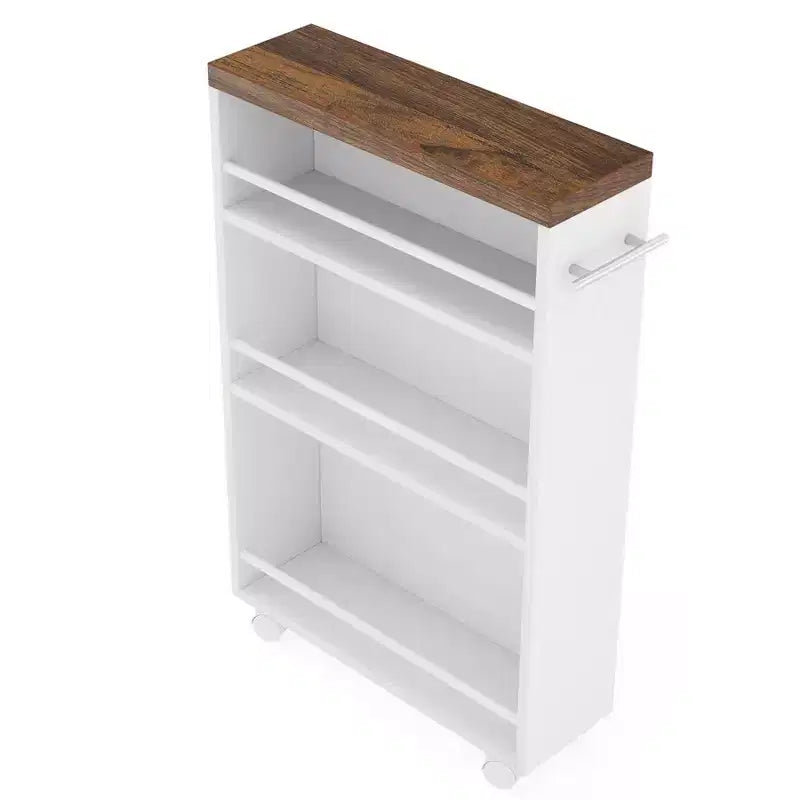 Chariot de rangement à 4 niveaux, chariot de cuisine étroit et mince roulant pour petit espace