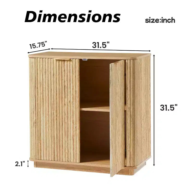Meuble bas de 80 cm avec espace de rangement, étagères réglables au design ondulé incurvé, idéal pour les chambres et les salons, finition chêne