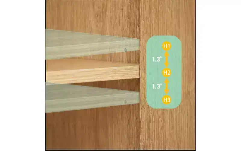 Meuble bas de 80 cm avec espace de rangement, étagères réglables au design ondulé incurvé, idéal pour les chambres et les salons, finition chêne