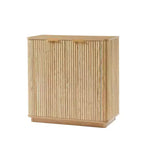 Meuble bas de 80 cm avec espace de rangement, étagères réglables au design ondulé incurvé, idéal pour les chambres et les salons, finition chêne