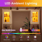 Coiffeuse avec miroir, tiroirs et rangements RGB, 3 modes d'éclairage LED