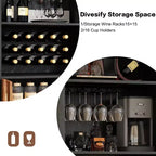Meuble de Bar 71, Vitrine Arc de Ferme, Meuble Arc Noir et Bar à Café, Support à Whisky avec Porte-Bouteilles et Porte-Verres pour Salon/Salle à Manger