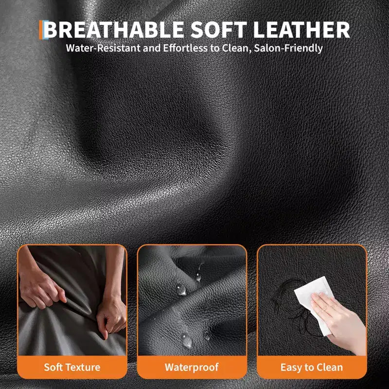 Fauteuil de Salon Noir pour Coiffeur, Fauteuil Inclinable Pivotant à 360° avec Appuie-tête Réglable, Chaise de Barbier pour Salon de Beauté & Tatoueurs