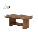 Table Basse Ovale de 45,27 Pouces, Table Centrale à 2 Niveaux Style Mid-Century avec Étagère de Rangement et Double Base en Bois pour Salon, Chambre, Marron Rustique