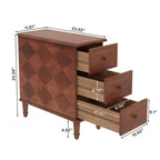 Table de chevet en bois entièrement assemblée, Table d'appoint étroite à 3 tiroirs pour chambre à coucher