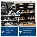 Meuble à chaussures avec 4 tiroirs basculants, Organiseur de chaussures étroit cannelé avec pieds, Armoire dissimulée autoportante pour entrée et couloir