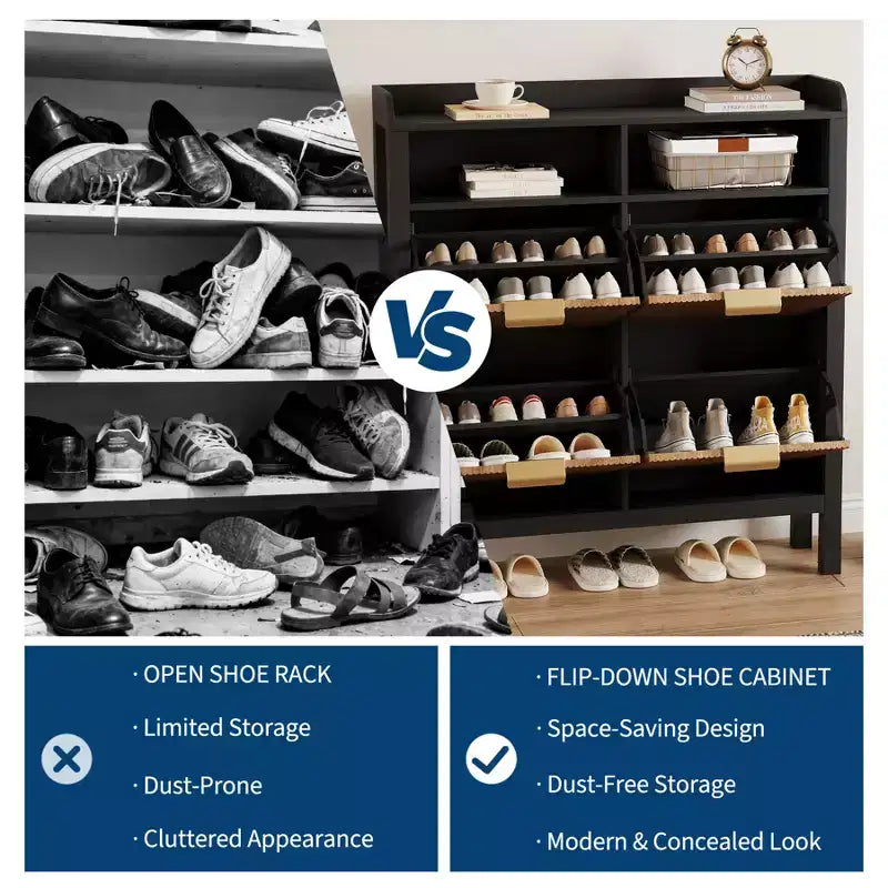 Meuble à chaussures avec 4 tiroirs basculants, Organiseur de chaussures étroit cannelé avec pieds, Armoire dissimulée autoportante pour entrée et couloir