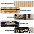 Meuble à chaussures avec 4 tiroirs basculants, Organiseur de chaussures étroit cannelé avec pieds, Armoire dissimulée autoportante pour entrée et couloir