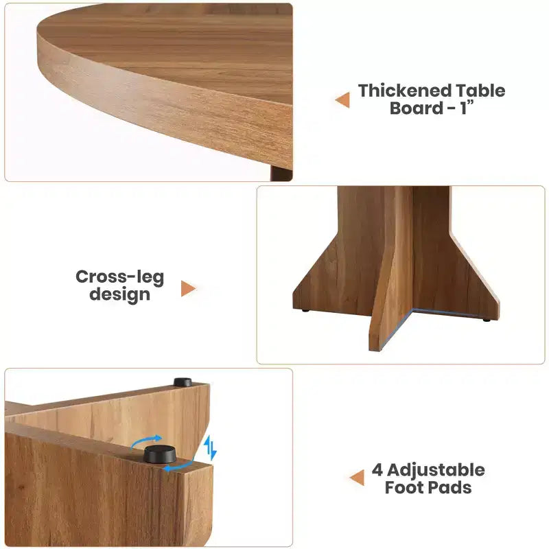 Table à manger ronde pour 4-6 personnes - Table de cuisine circulaire de 120 cm avec base sur pied solide, meubles de salle à manger pour petits espaces dans le salon