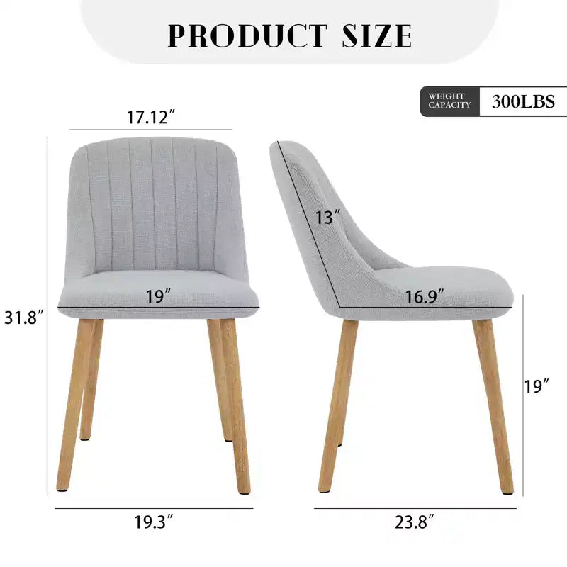 Chaises de salle à manger modernes rembourrées, lot de 2, chaises d'appoint en tissu à dossier haut avec pieds en bois, sièges confortables pour cuisine, salle à manger