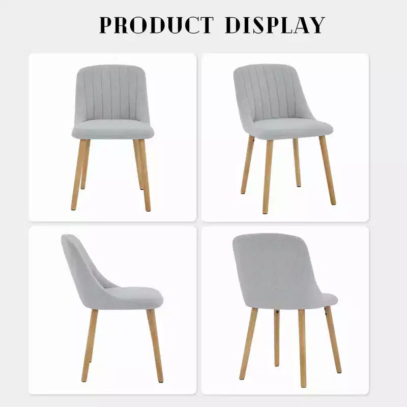 Chaises de salle à manger modernes rembourrées, lot de 2, chaises d'appoint en tissu à dossier haut avec pieds en bois, sièges confortables pour cuisine, salle à manger
