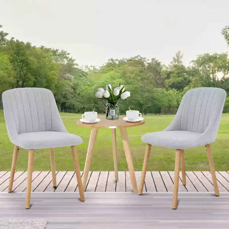 Chaises de salle à manger modernes rembourrées, lot de 2, chaises d'appoint en tissu à dossier haut avec pieds en bois, sièges confortables pour cuisine, salle à manger