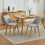 Chaises de salle à manger modernes rembourrées, lot de 2, chaises d'appoint en tissu à dossier haut avec pieds en bois, sièges confortables pour cuisine, salle à manger
