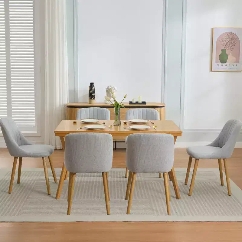 Chaises de salle à manger modernes rembourrées, lot de 2, chaises d'appoint en tissu à dossier haut avec pieds en bois, sièges confortables pour cuisine, salle à manger