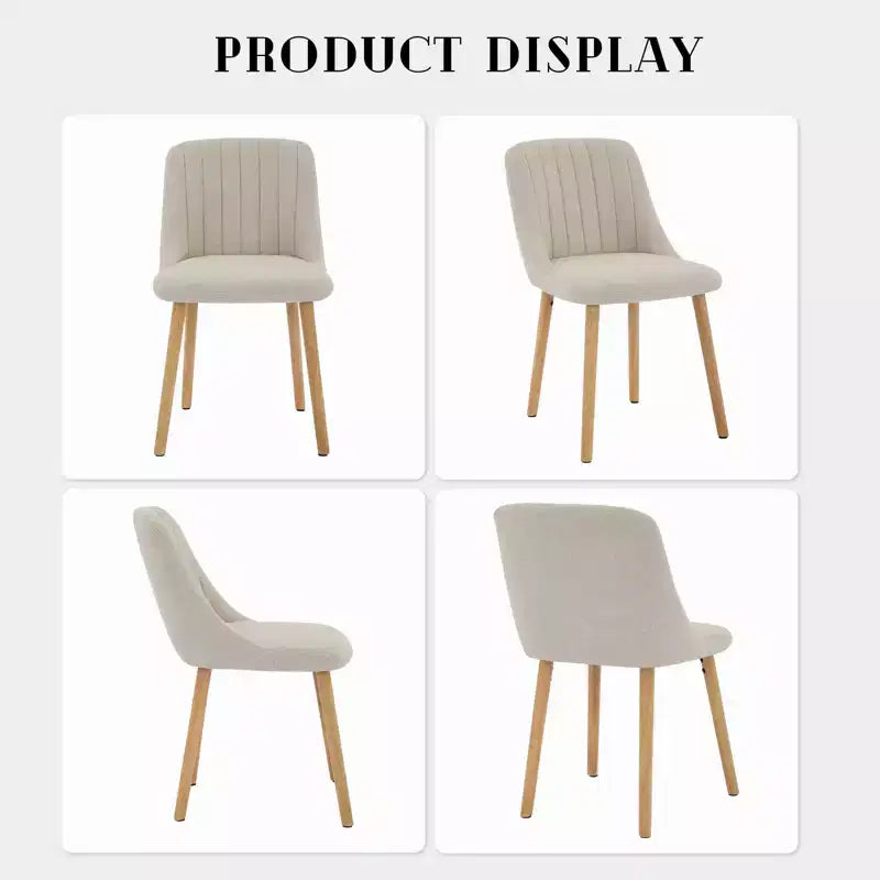 Chaises de salle à manger modernes rembourrées, lot de 2, chaises d'appoint en tissu à dossier haut avec pieds en bois, sièges confortables pour cuisine, salle à manger