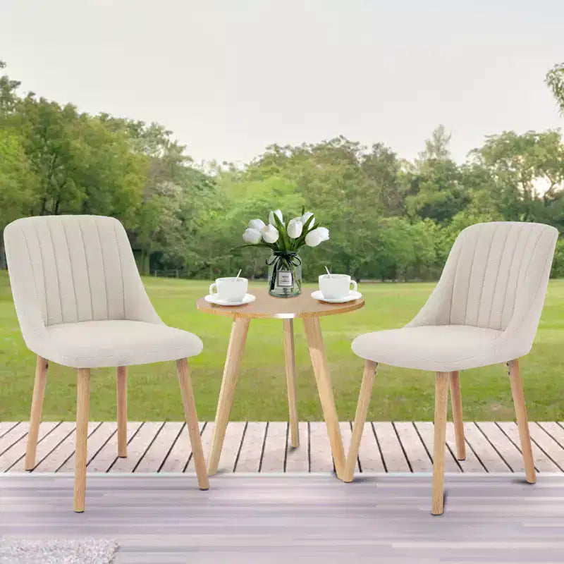 Chaises de salle à manger modernes rembourrées, lot de 2, chaises d'appoint en tissu à dossier haut avec pieds en bois, sièges confortables pour cuisine, salle à manger