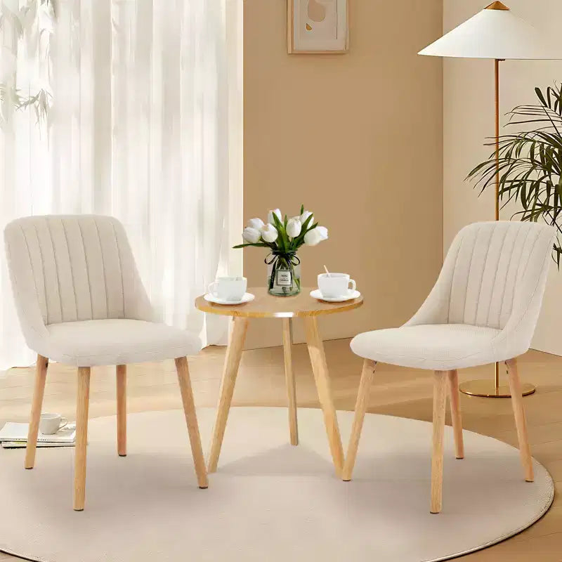 Chaises de salle à manger modernes rembourrées, lot de 2, chaises d'appoint en tissu à dossier haut avec pieds en bois, sièges confortables pour cuisine, salle à manger