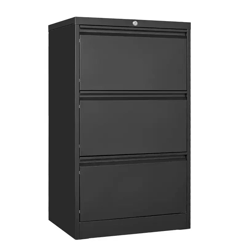 Classeur en acier avec serrure - Classeur robuste à 3 tiroirs, classeur horizontal pour bureau ou maison