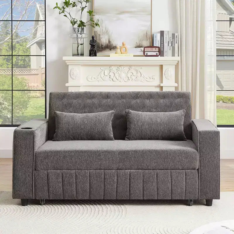 MAYEERTY 61.4 Pull-out Sofa Bed Convertible Couch Loveseat Sofa Modern Sleeper Sofa with Adjustable Backrest for Living Room Green