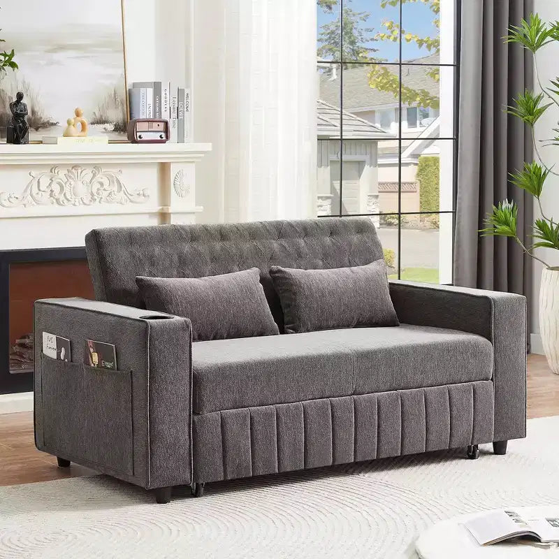 Canapé-lit convertible de 156 cm, canapé-lit moderne avec dossier réglable pour salon, couleur verte.