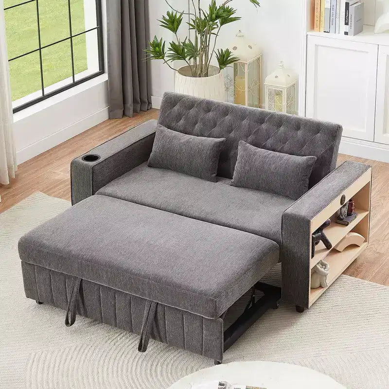 Canapé-lit convertible de 156 cm, canapé-lit moderne avec dossier réglable pour salon, couleur verte.