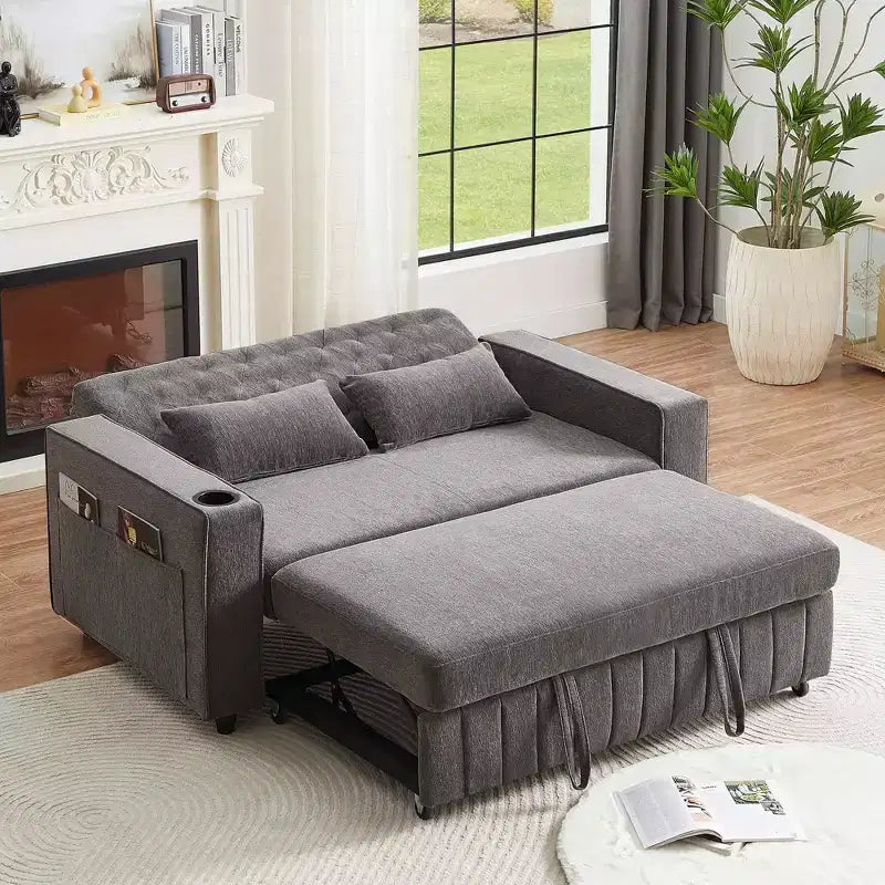 Canapé-lit convertible de 156 cm, canapé-lit moderne avec dossier réglable pour salon, couleur verte.