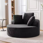 Canapé rond surdimensionné avec dossier rembourré, canapé simple au sol pour salon, aucun assemblage requis, noir