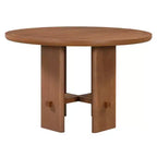 Table de salle à manger ronde 5 pièces style campagnard avec 4 chaises rembourrées en bois massif, ensemble pour 4 personnes