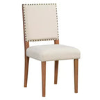 Table de salle à manger ronde 5 pièces style campagnard avec 4 chaises rembourrées en bois massif, ensemble pour 4 personnes