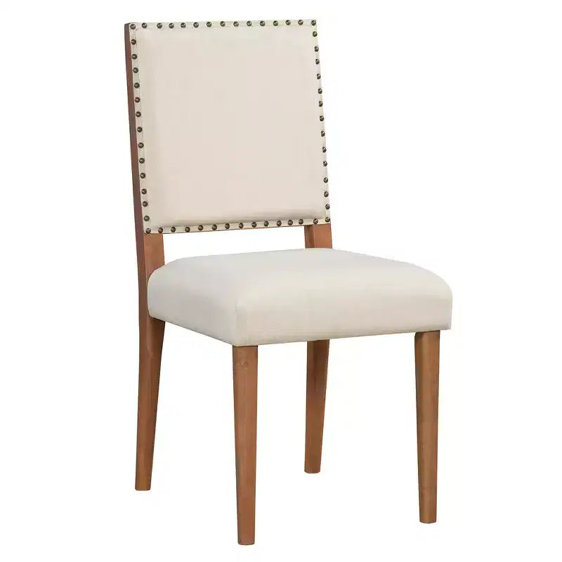 Table de salle à manger ronde 5 pièces style campagnard avec 4 chaises rembourrées en bois massif, ensemble pour 4 personnes