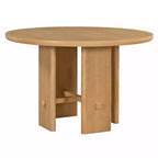 Table de salle à manger ronde 5 pièces style campagnard avec 4 chaises rembourrées en bois massif, ensemble pour 4 personnes