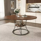 Modern End Table with Drawer - Nightstand for Bedroom & Living Room, Rustic Wood Grain MDF & Tempered Glass Top, Industrial Style Side Table