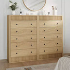Commode de rangement moderne avec 5 tiroirs, armoire de rangement en bois pour chambre à coucher, chambre d'enfant, couloir, salon, chêne naturel 5 seaux