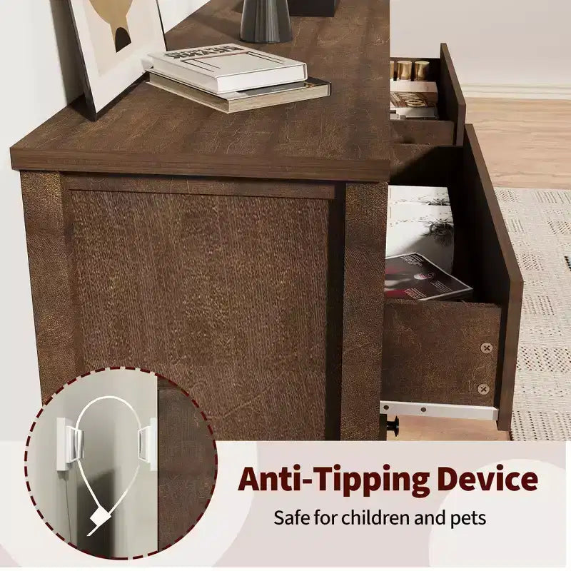Commode de rangement moderne avec 5 tiroirs, armoire de rangement en bois pour chambre à coucher, chambre d'enfant, couloir, salon, chêne naturel 5 seaux