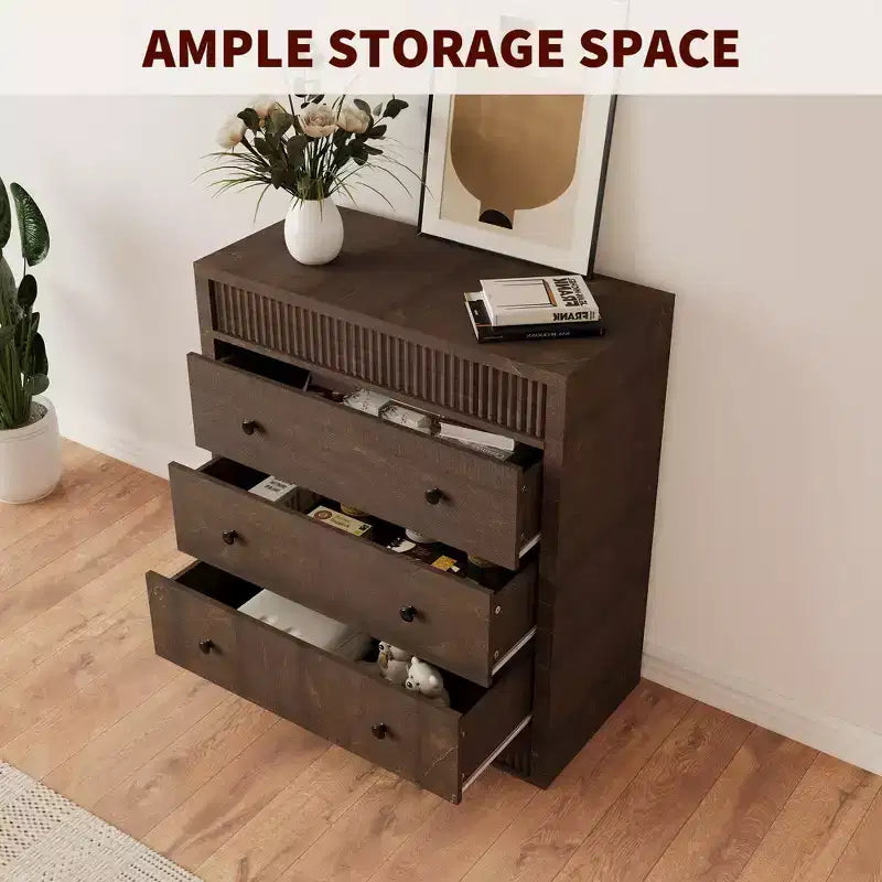 Commode de rangement moderne avec 5 tiroirs, armoire de rangement en bois pour chambre à coucher, chambre d'enfant, couloir, salon, chêne naturel 5 seaux
