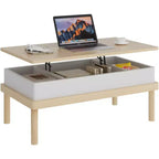 Table basse relevable avec compartiment caché, table à manger relevable, pour salon, bureau à domicile