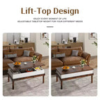Table basse relevable avec compartiment caché, table à manger relevable, pour salon, bureau à domicile