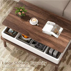 Table basse relevable avec compartiment caché, table à manger relevable, pour salon, bureau à domicile