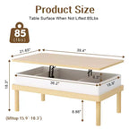 Table basse relevable avec compartiment caché, table à manger relevable, pour salon, bureau à domicile