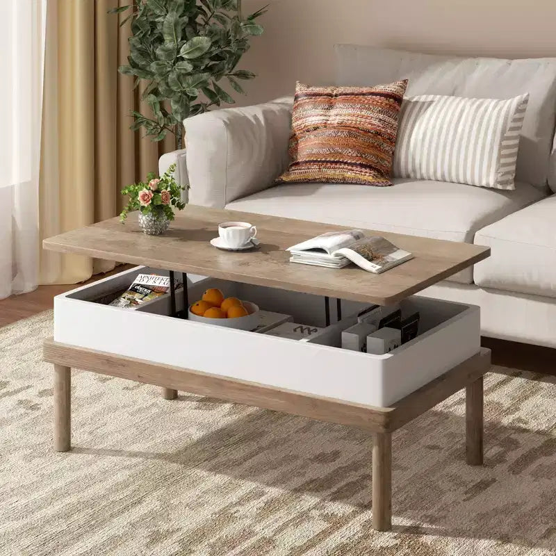 Celebalcony Coffee Table, Lift Top Coffee Center Table with Hidden Compartment, Rising Tabletop Dining Table, for Living Room, Office Home