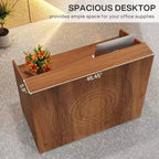 Bureau de réception de 47 pouces avec comptoir, bureau d'accueil moderne avec passe-câbles pour hall d'entrée, salon de beauté, bureau à domicile, noyer