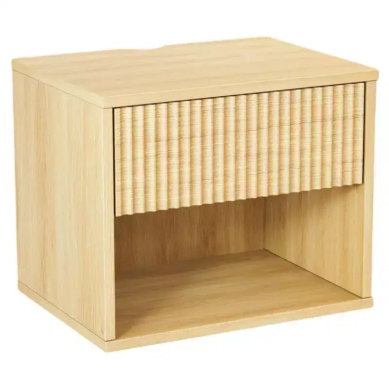 Table de chevet flottante de 40 cm de large - 1 tiroir, 1 étagère - Lot de 2