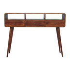 HomeRoots 51 Chestnut Solid Wood Console Table With Three Shelves And Three Drawers