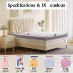Surmatelas extra-ferme de 7,6 cm – Coussin en mousse haute densité anti-douleur avec housse amovible et inodore