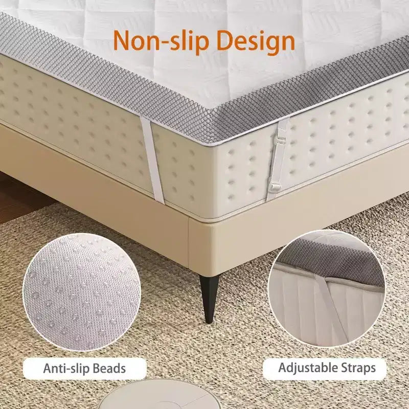 Surmatelas extra-ferme de 7,6 cm – Coussin en mousse haute densité anti-douleur avec housse amovible et inodore