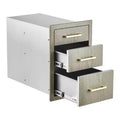 Stainless Steel Triple Drawer Storage Cabinet for Outdoor Kitchen  Heavy Duty, Weather-Resistant, Flush Mount Organizer with Handles, for BBQ Island