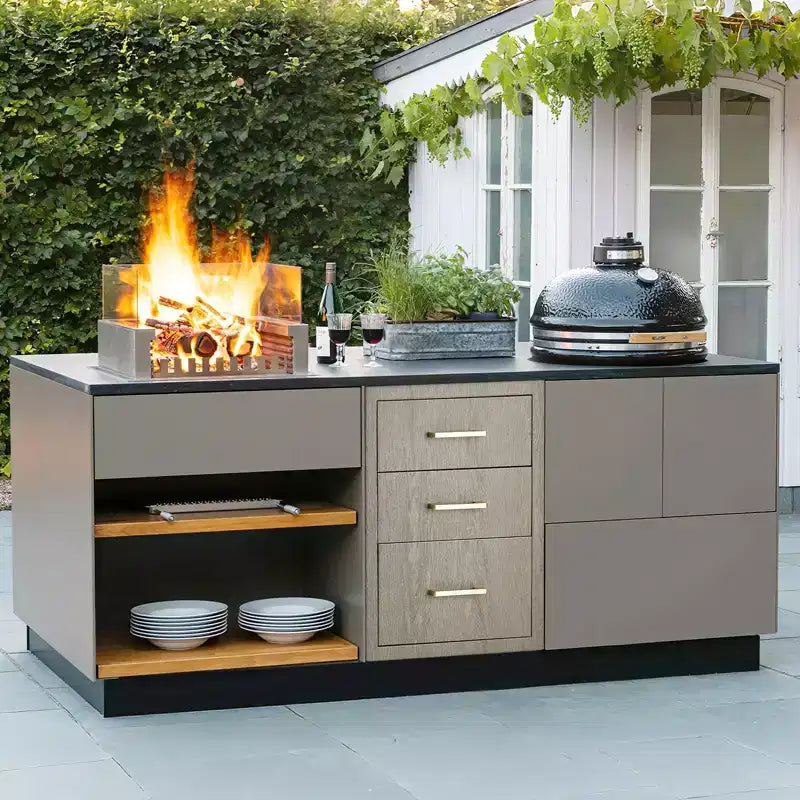 Meuble de rangement triple tiroir en acier inoxydable pour cuisine extérieure - Robuste, résistant aux intempéries, organisateur encastrable avec poignées, pour îlot de barbecue